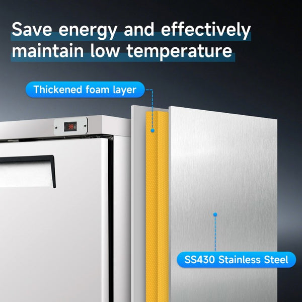 English Elm 60 Inch Undercounter Commercial Refrigerator Stainless Steel Dual Door 18.5 Cu Ft ETL W2095P475610
