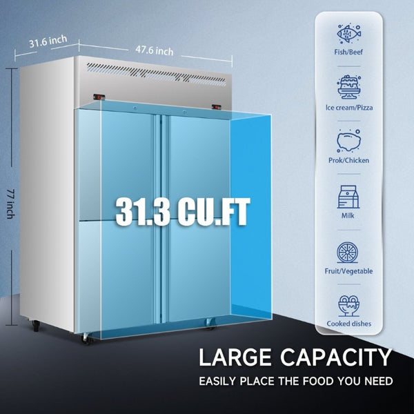 English Elm Xts48-4Rf Dual Zone Commercial Reach in Refrigerator Freezer with Stainless Steel Build W2095P498086