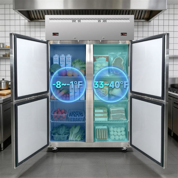 English Elm Xts48-4Rf Dual Zone Commercial Reach in Refrigerator Freezer with Stainless Steel Build W2095P498086