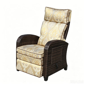 English Elm Outdoor Pe Rattan Recliner with Adjustable Arms Deep Seat Cushions Patio Lounge W209P527302