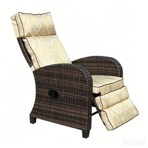 English Elm Outdoor Pe Rattan Recliner with Adjustable Arms Deep Seat Cushions Patio Lounge W209P527302