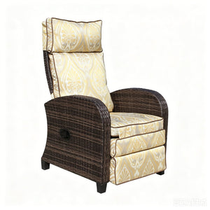 English Elm Outdoor Pe Rattan Recliner with Adjustable Arms Deep Seat Cushions Patio Lounge W209P527302