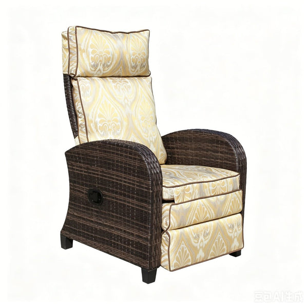 English Elm Outdoor Pe Rattan Recliner with Adjustable Arms Deep Seat Cushions Patio Lounge W209P527302