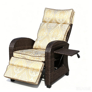 English Elm Outdoor Pe Rattan Recliner with Adjustable Arms Deep Seat Cushions Patio Lounge W209P527302