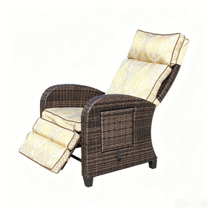 English Elm Outdoor Pe Rattan Recliner with Adjustable Arms Deep Seat Cushions Patio Lounge W209P527302