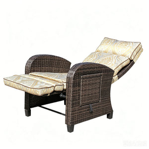 English Elm Outdoor Pe Rattan Recliner with Adjustable Arms Deep Seat Cushions Patio Lounge W209P527302