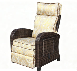 English Elm Outdoor Pe Rattan Recliner with Adjustable Arms Deep Seat Cushions Patio Lounge W209P527302