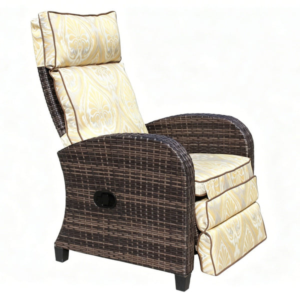 English Elm Outdoor Pe Rattan Recliner with Adjustable Arms Deep Seat Cushions Patio Lounge W209P527302