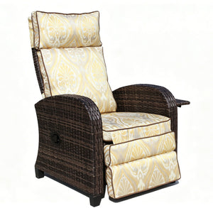 English Elm Outdoor Pe Rattan Recliner with Adjustable Arms Deep Seat Cushions Patio Lounge W209P527302