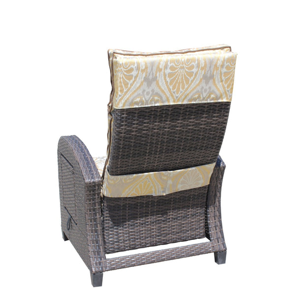 English Elm Outdoor Pe Rattan Recliner with Adjustable Arms Deep Seat Cushions Patio Lounge W209P527302