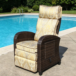 English Elm Outdoor Pe Rattan Recliner with Adjustable Arms Deep Seat Cushions Patio Lounge W209P527302