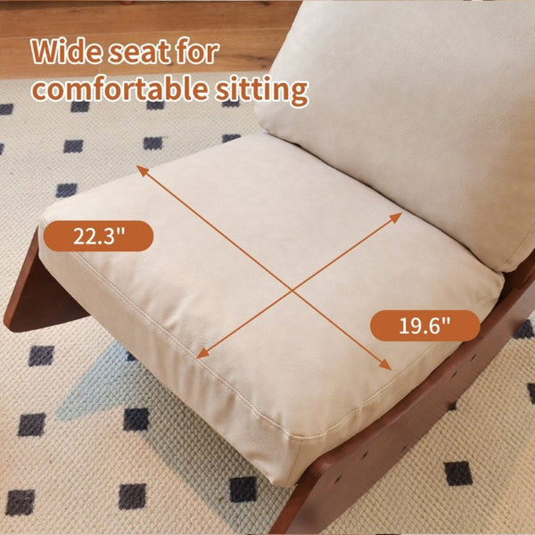 English Elm Comfortable Faux Leather Glider Rocking Chair Solid Wood Frame for Nursery or Bedroom Cream W2105P500450