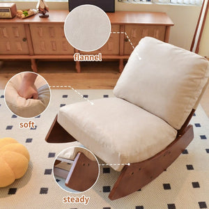 English Elm Comfortable Faux Leather Glider Rocking Chair Solid Wood Frame for Nursery or Bedroom Cream W2105P500450