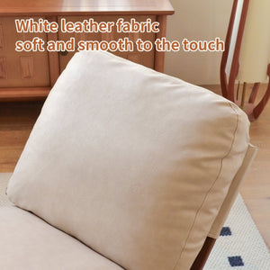 English Elm Comfortable Faux Leather Glider Rocking Chair Solid Wood Frame for Nursery or Bedroom Cream W2105P500450
