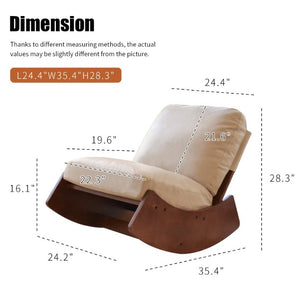 English Elm Comfortable Faux Leather Glider Rocking Chair Solid Wood Frame for Nursery or Bedroom Cream W2105P500450