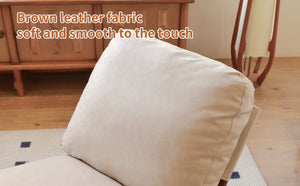English Elm Comfortable Faux Leather Glider Rocking Chair Solid Wood Frame for Nursery or Bedroom Cream W2105P500450