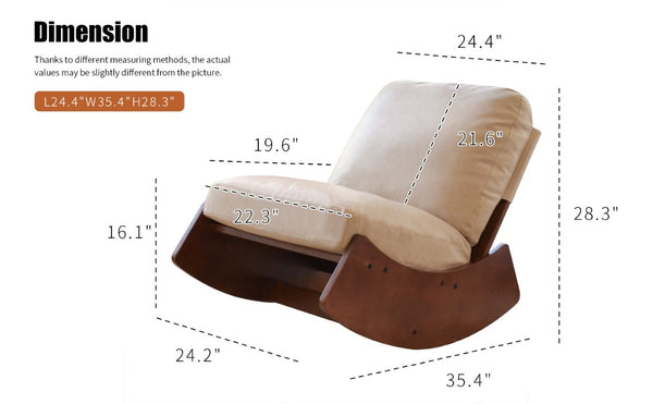 English Elm Comfortable Faux Leather Glider Rocking Chair Solid Wood Frame for Nursery or Bedroom Cream W2105P500450
