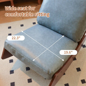 English Elm Comfortable Faux Leather Glider Rocking Chair Solid Wood Frame for Nursery or Bedroom Blue W2105P500563