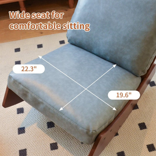 English Elm Comfortable Faux Leather Glider Rocking Chair Solid Wood Frame for Nursery or Bedroom Blue W2105P500563