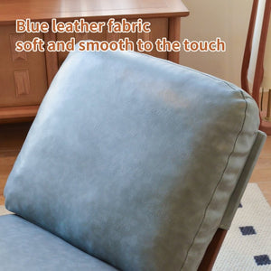 English Elm Comfortable Faux Leather Glider Rocking Chair Solid Wood Frame for Nursery or Bedroom Blue W2105P500563