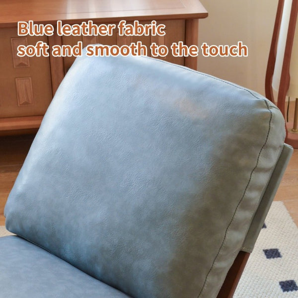 English Elm Comfortable Faux Leather Glider Rocking Chair Solid Wood Frame for Nursery or Bedroom Blue W2105P500563