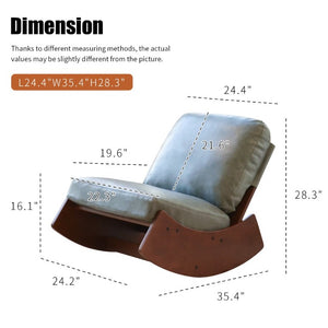 English Elm Comfortable Faux Leather Glider Rocking Chair Solid Wood Frame for Nursery or Bedroom Blue W2105P500563