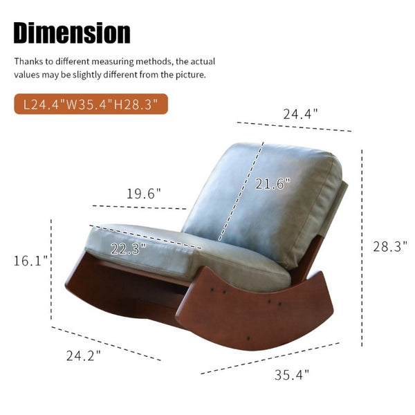 English Elm Comfortable Faux Leather Glider Rocking Chair Solid Wood Frame for Nursery or Bedroom Blue W2105P500563