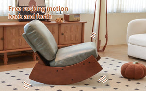 English Elm Comfortable Faux Leather Glider Rocking Chair Solid Wood Frame for Nursery or Bedroom Blue W2105P500563