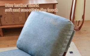 English Elm Comfortable Faux Leather Glider Rocking Chair Solid Wood Frame for Nursery or Bedroom Blue W2105P500563