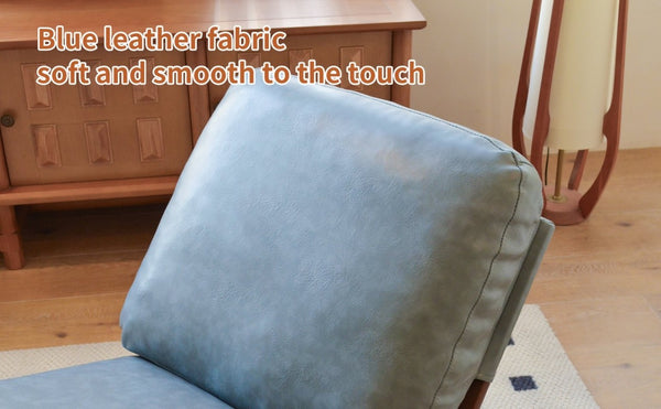 English Elm Comfortable Faux Leather Glider Rocking Chair Solid Wood Frame for Nursery or Bedroom Blue W2105P500563