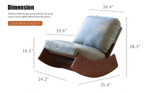 English Elm Comfortable Faux Leather Glider Rocking Chair Solid Wood Frame for Nursery or Bedroom Blue W2105P500563
