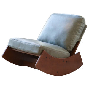 English Elm Comfortable Faux Leather Glider Rocking Chair Solid Wood Frame for Nursery or Bedroom Blue W2105P500563