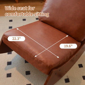 English Elm Comfortable Faux Leather Glider Rocking Chair Solid Wood Frame for Nursery or Bedroom Brown W2105P500910
