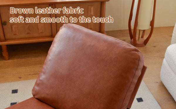 English Elm Comfortable Faux Leather Glider Rocking Chair Solid Wood Frame for Nursery or Bedroom Brown W2105P500910