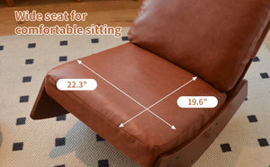English Elm Comfortable Faux Leather Glider Rocking Chair Solid Wood Frame for Nursery or Bedroom Brown W2105P500910