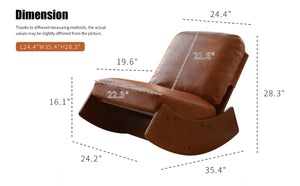 English Elm Comfortable Faux Leather Glider Rocking Chair Solid Wood Frame for Nursery or Bedroom Brown W2105P500910