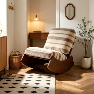 English Elm Comfortable Glider Rocking Chair Solid Wood Frame Plush Upholstered Nursery Accent Grey W2105P500916