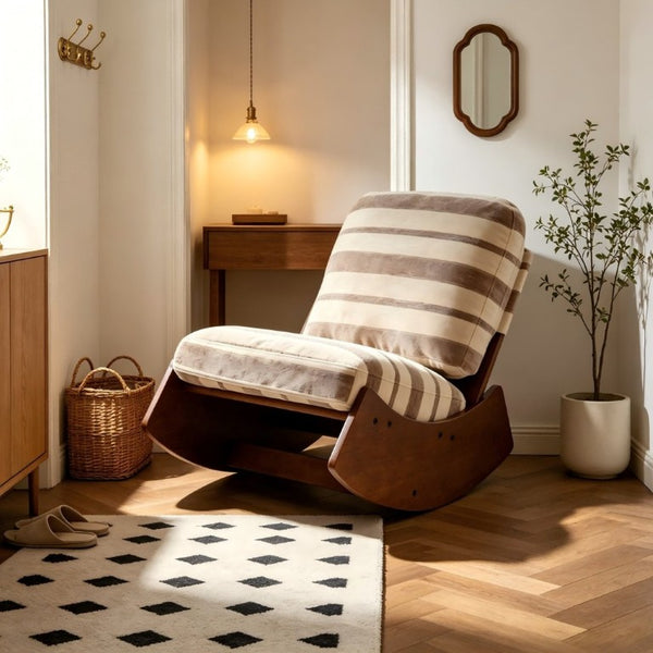 English Elm Comfortable Glider Rocking Chair Solid Wood Frame Plush Upholstered Nursery Accent Grey W2105P500916