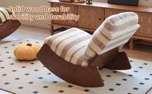 English Elm Comfortable Glider Rocking Chair Solid Wood Frame Plush Upholstered Nursery Accent Grey W2105P500916