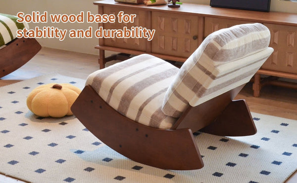 English Elm Comfortable Glider Rocking Chair Solid Wood Frame Plush Upholstered Nursery Accent Grey W2105P500916