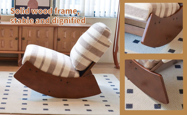 English Elm Comfortable Glider Rocking Chair Solid Wood Frame Plush Upholstered Nursery Accent Grey W2105P500916