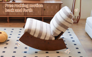 English Elm Comfortable Glider Rocking Chair Solid Wood Frame Plush Upholstered Nursery Accent Grey W2105P500916
