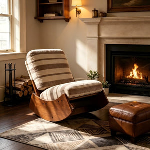 English Elm Comfortable Glider Rocking Chair Solid Wood Frame Plush Upholstered Nursery Accent Grey W2105P500916