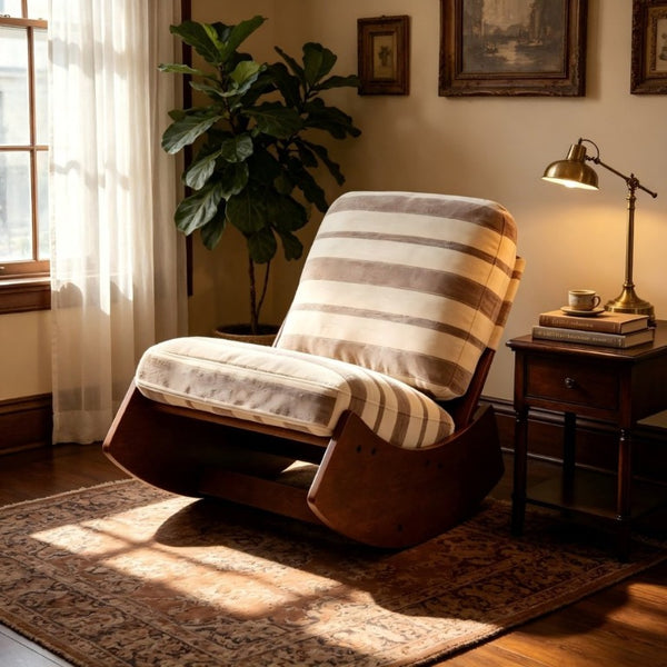 English Elm Comfortable Glider Rocking Chair Solid Wood Frame Plush Upholstered Nursery Accent Grey W2105P500916