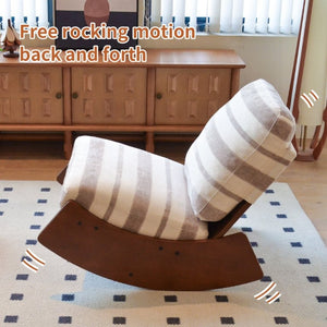 English Elm Comfortable Glider Rocking Chair Solid Wood Frame Plush Upholstered Nursery Accent Grey W2105P500916