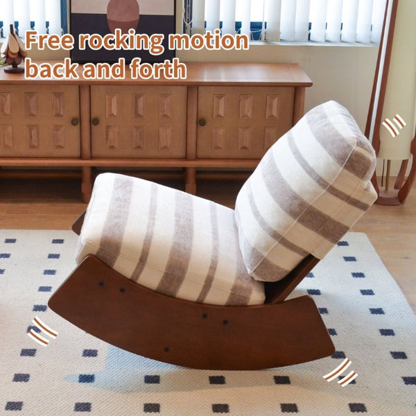 English Elm Comfortable Glider Rocking Chair Solid Wood Frame Plush Upholstered Nursery Accent Grey W2105P500916