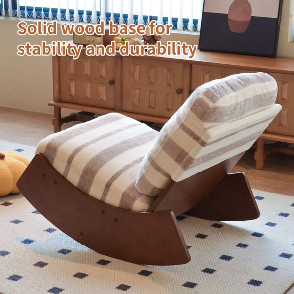 English Elm Comfortable Glider Rocking Chair Solid Wood Frame Plush Upholstered Nursery Accent Grey W2105P500916