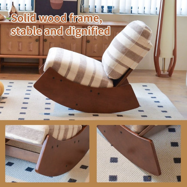 English Elm Comfortable Glider Rocking Chair Solid Wood Frame Plush Upholstered Nursery Accent Grey W2105P500916