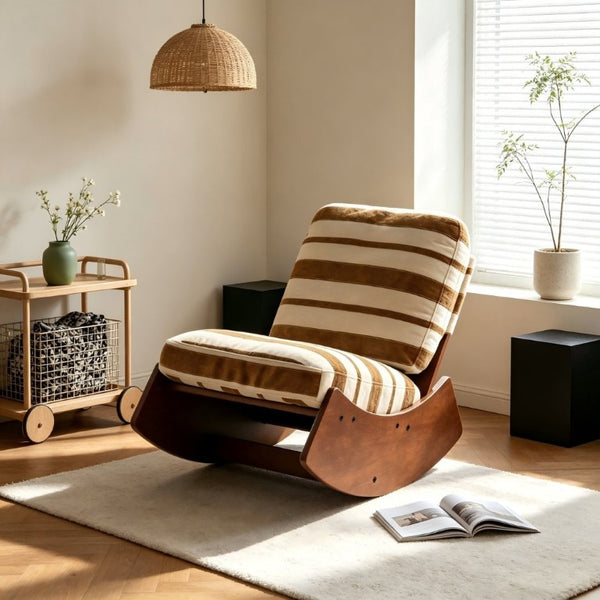 English Elm Comfortable Glider Rocking Chair Solid Wood Frame Plush Upholstered Nursery Accent Yellow W2105P500928