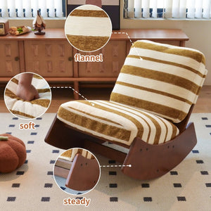 English Elm Comfortable Glider Rocking Chair Solid Wood Frame Plush Upholstered Nursery Accent Yellow W2105P500928